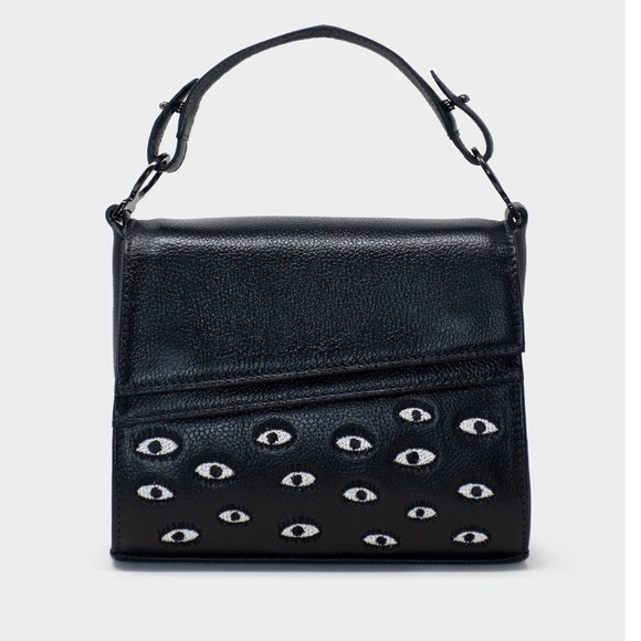 Min & Mon Handbags - Min & Min black Anastasio Micro Crossbody Handbag Black Leather - All Over Eyes